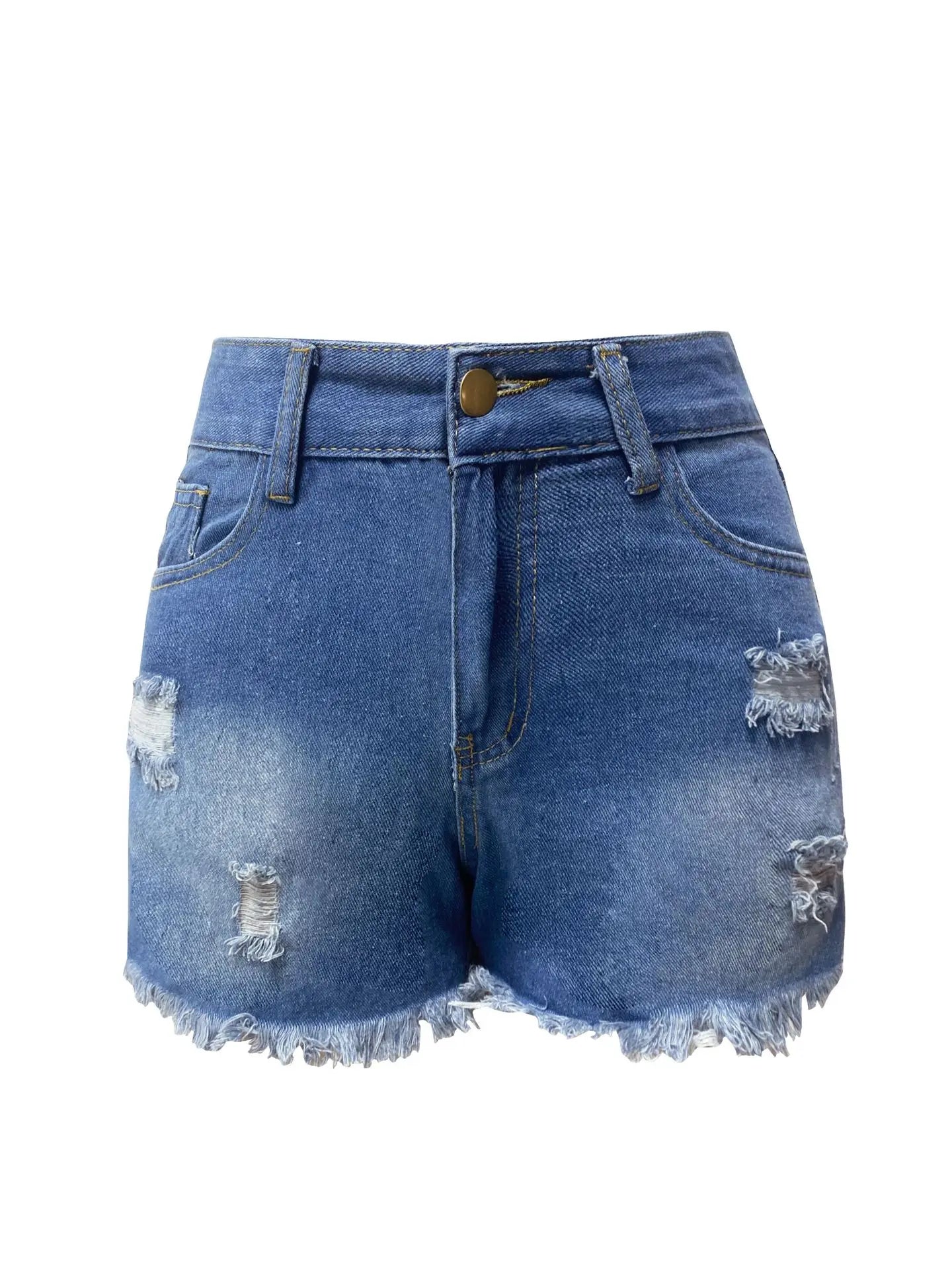 FZ Women's High Waist Slim Hole Old Broken Style Denim Shorts - FZwear