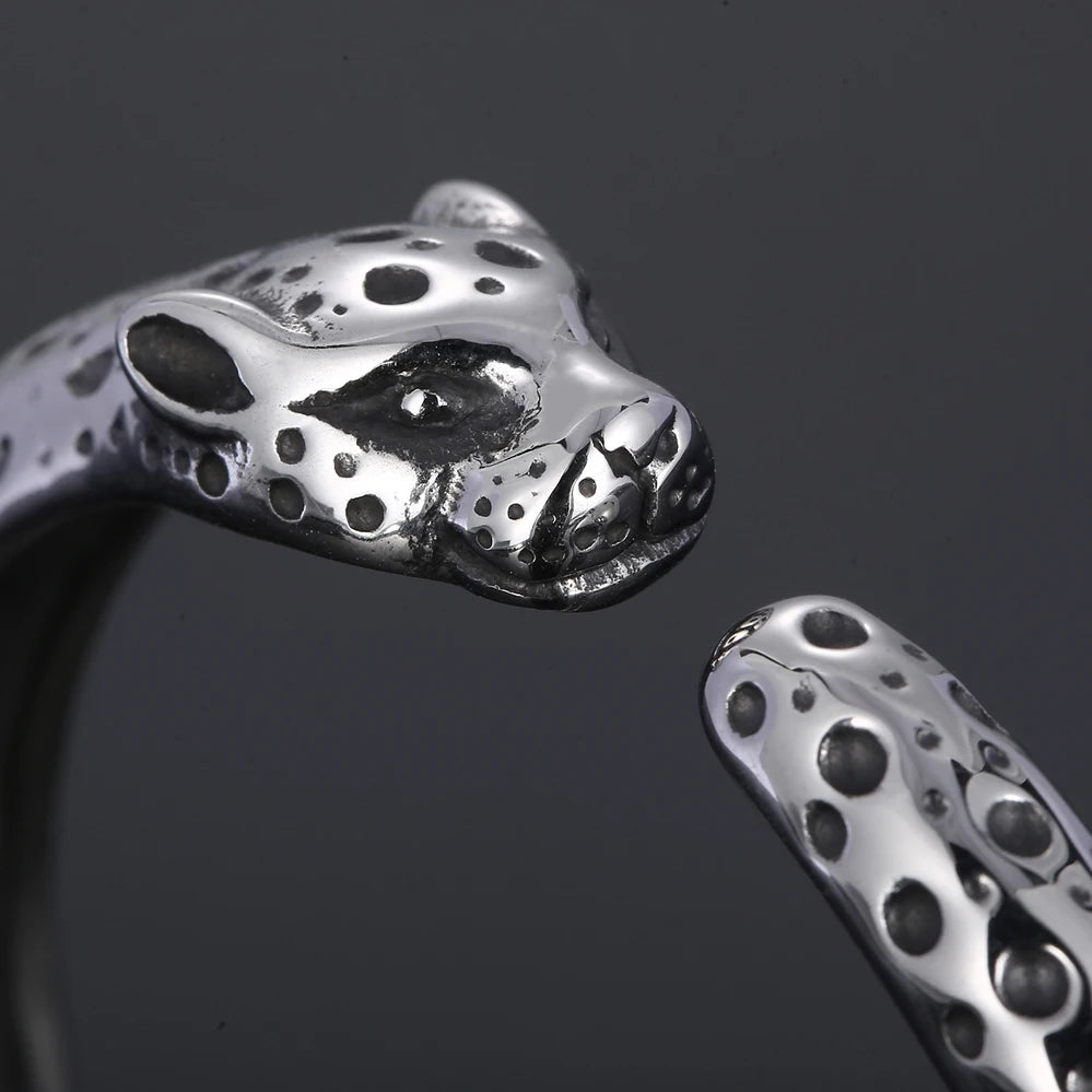 FZ Leopard Head Open Cuff Stainless Steel Bracelet - FZwear