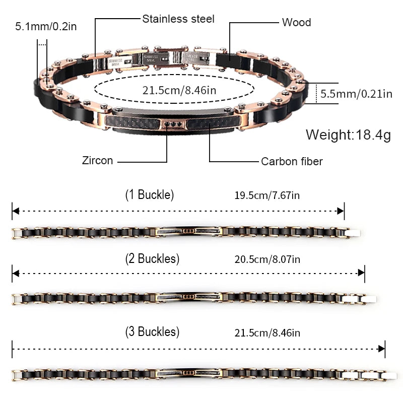 FZ Stainless Steel Black Zircon Classic Plated Bracelet - FZwear