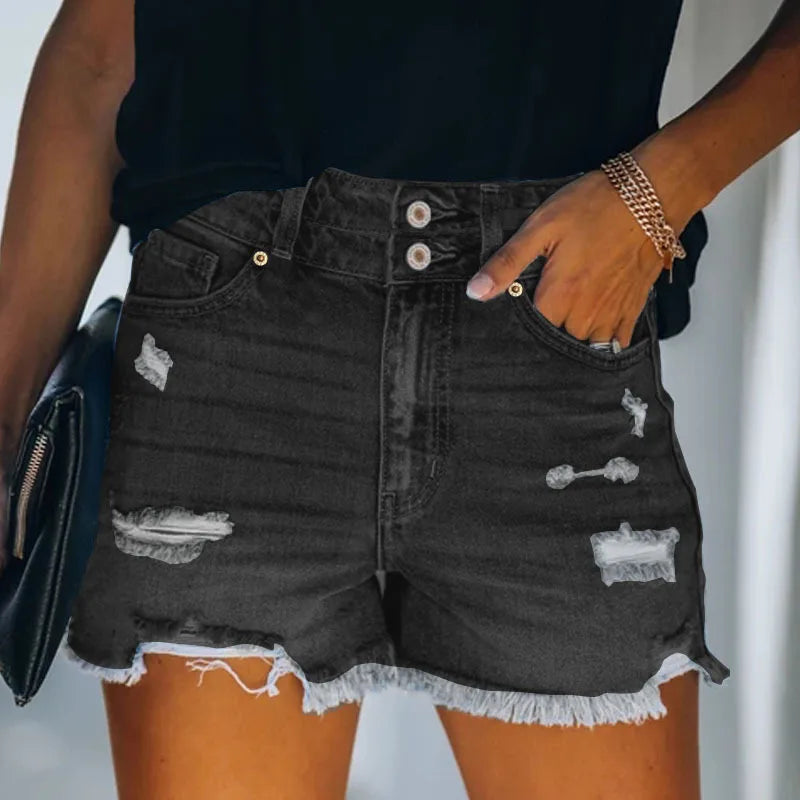 FZ Women's Holes High Waist High Street Denim Shorts