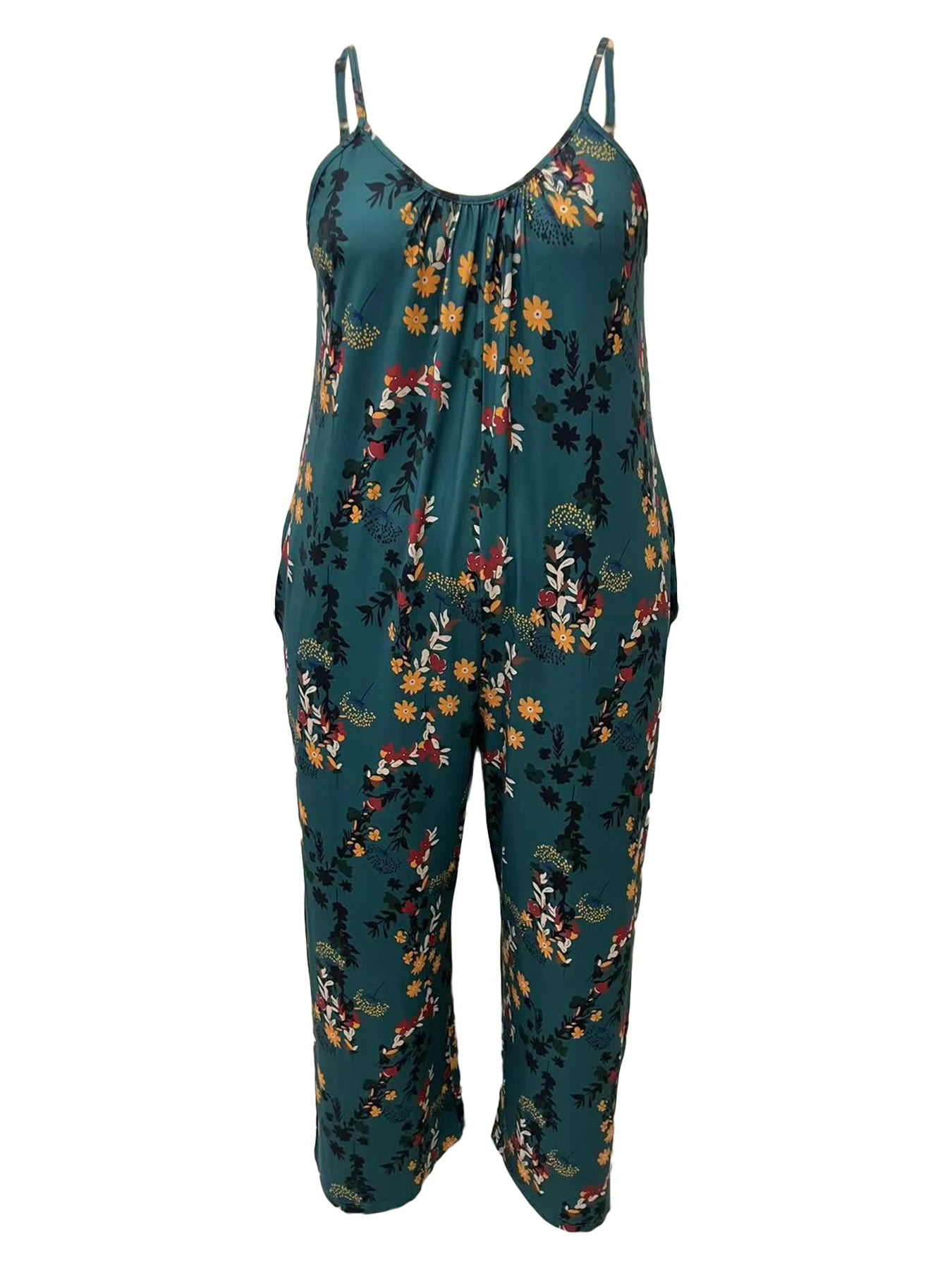 FZ Women's Plus-size floral print vacation style jumpsuit