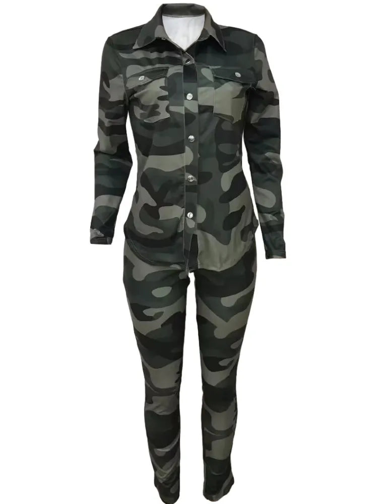 FZ Women's Camouflage  Matching Pants Suit - FZwear