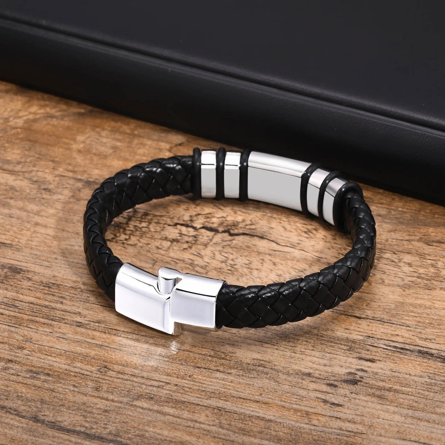 FZ Leather Black Braided Rope Chain Bracelet - FZwear
