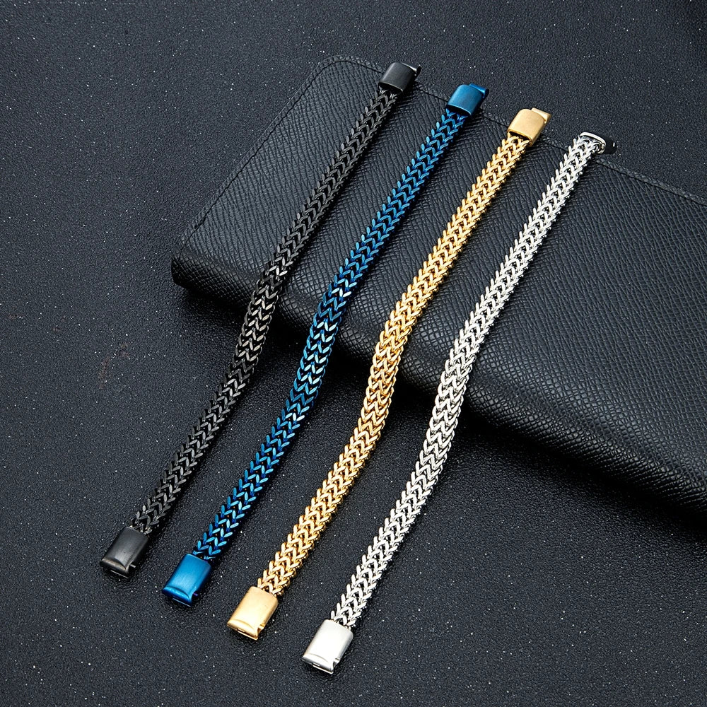 FZ 8MM Blue Stainless Steel Curb Chain Bracelet - FZwear