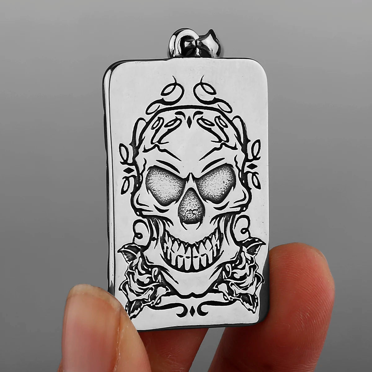 FZ Stainless Steel Ace of Spades Skull Ghost Head Necklace - FZwear