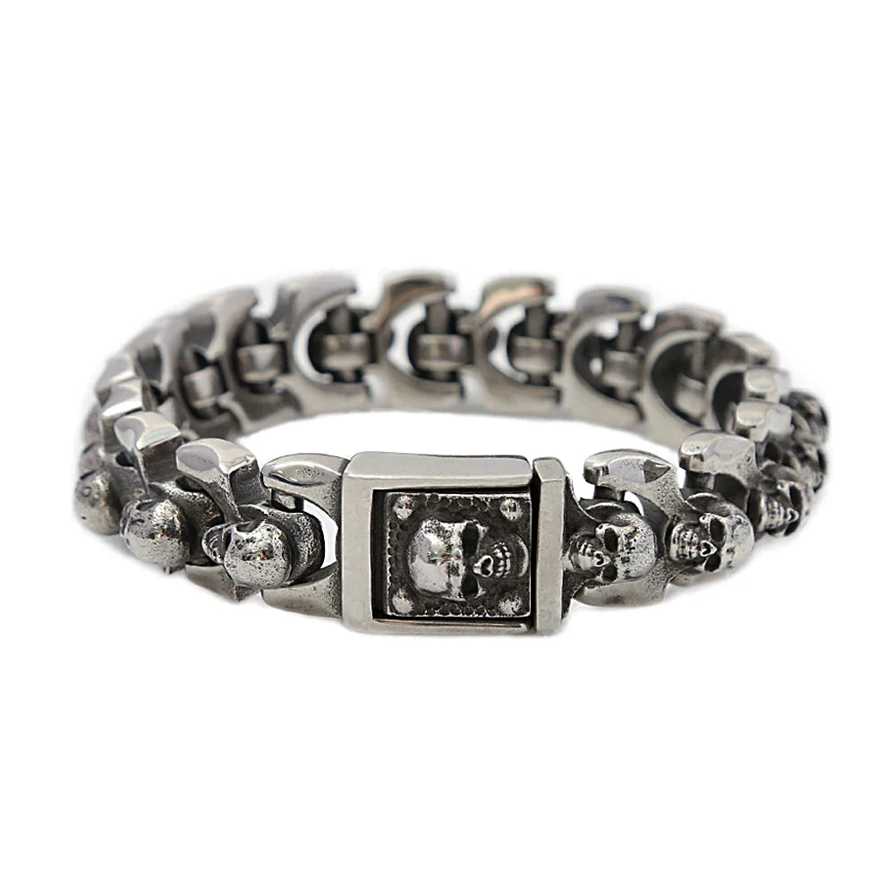 FZ Vintage Stainless Steel Black Punk Hip Hop Lion Head Bracelet