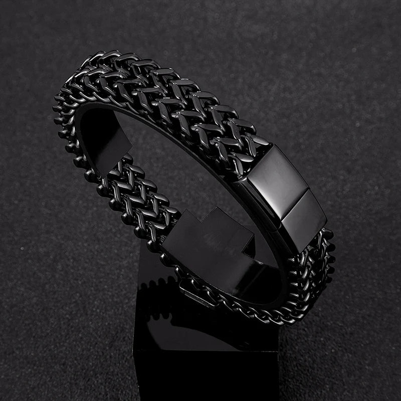 FZ Punk 12mm Wide Cuban Link Chain Stainless Steel Motorcycle Bracelet - FZwear