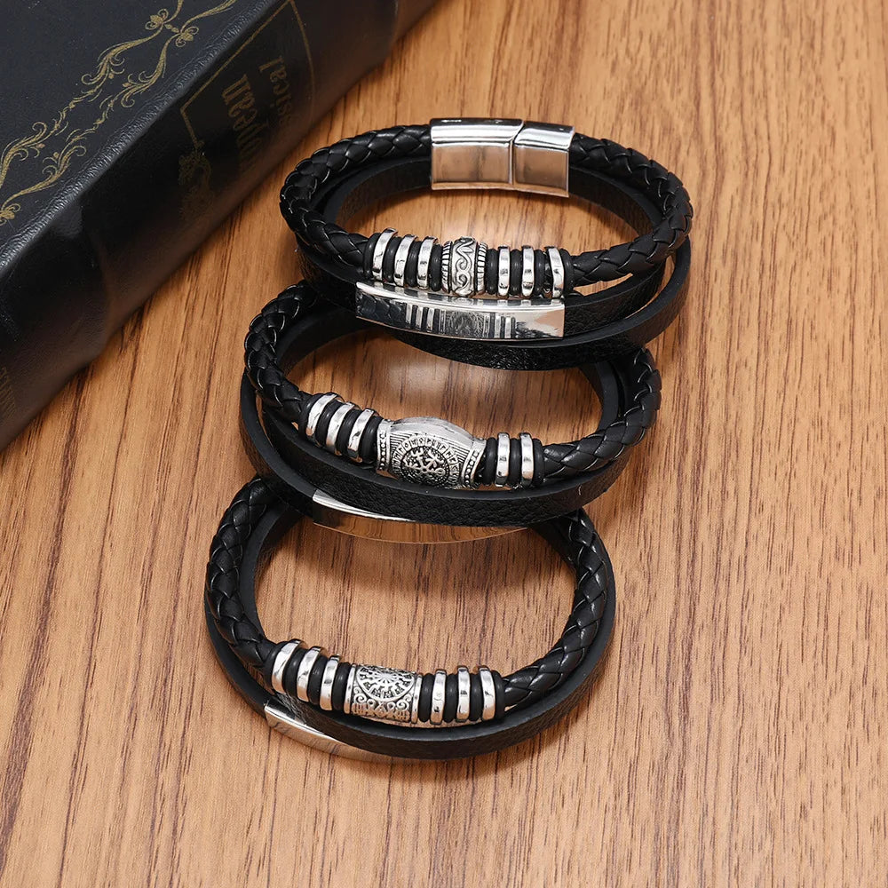 FZ Men's Stainless Steel Multilayer Braided Rope Bracelets - FZwear