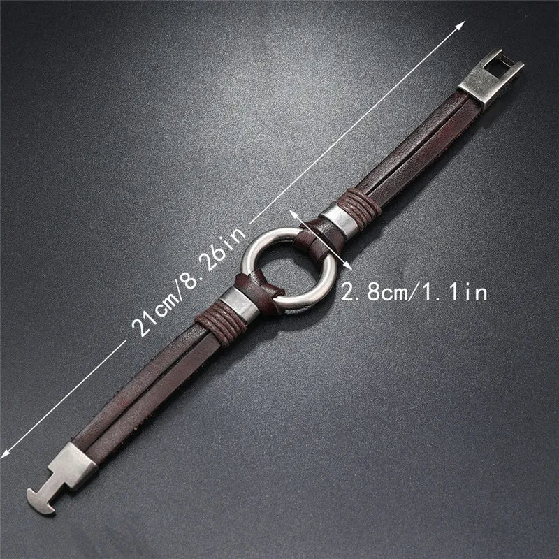 FZ Genuine Leather Punk Vintage Round Spring Rope Bracelet - FZwear