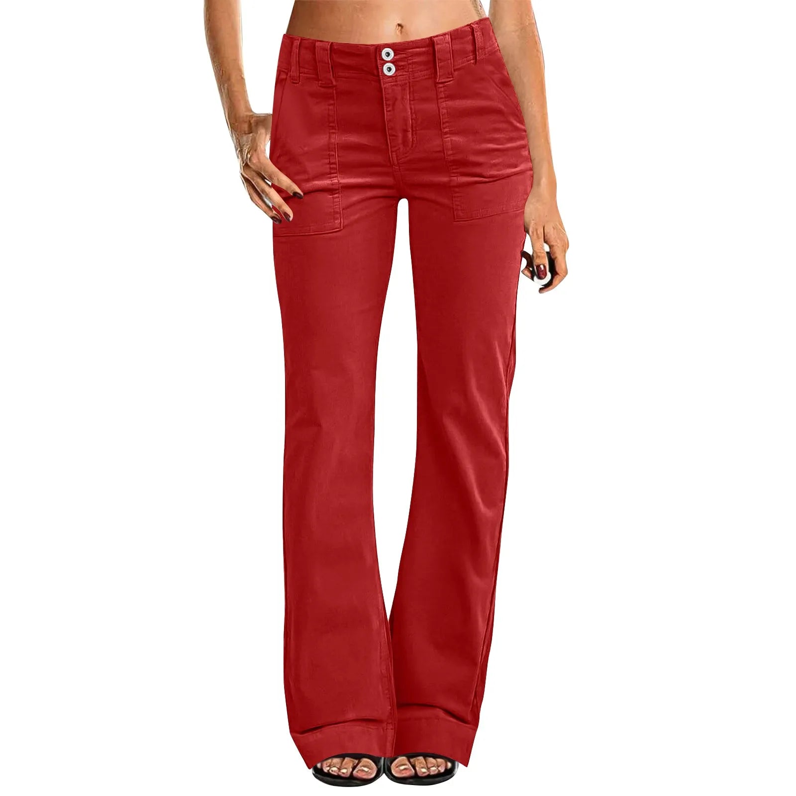 FZ Women's Casual Wide Leg Pants High Waisted Solid Button Down Straight Cargo Pants