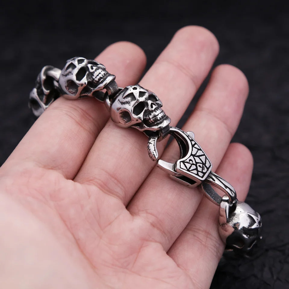 FZ Gothic Vintage Stainless Steel Punk Hip Hop Skeleton Bracelets