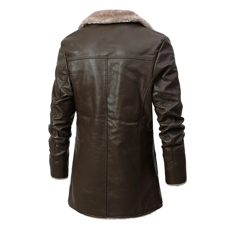 FZ Men's Thick Fleece PU Leather Jacket