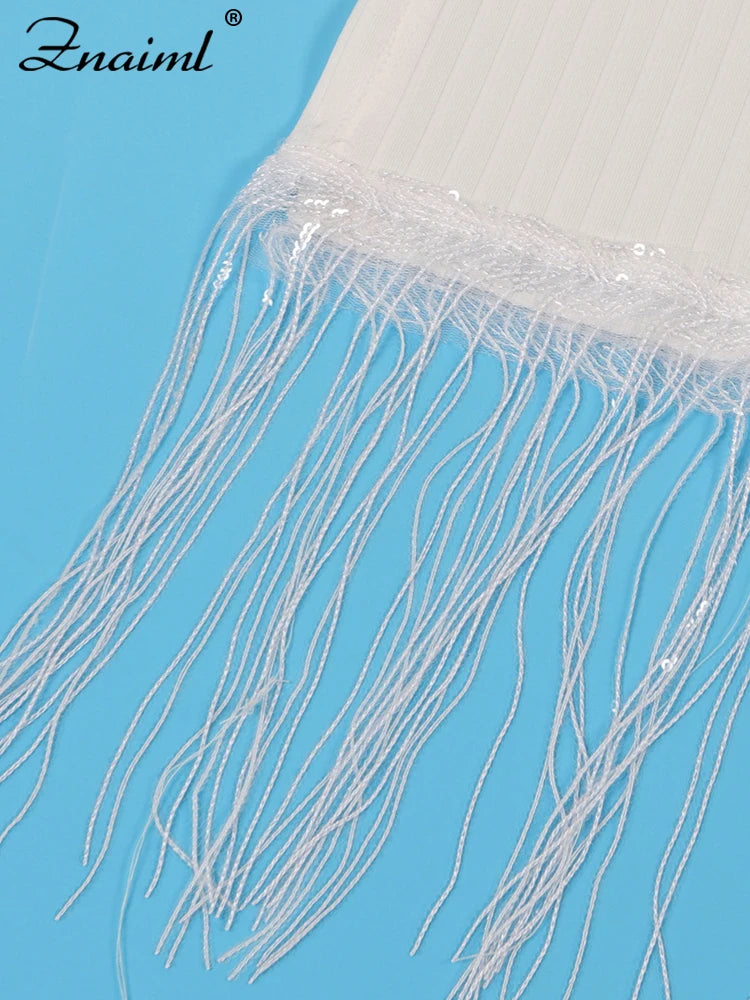 FZ Women's Batwing Sleeve Tassel Slim Midi Evening Dress