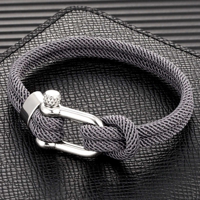FZ Nautical Rope Double Strand Stainless Steel U-Shape Bracelet