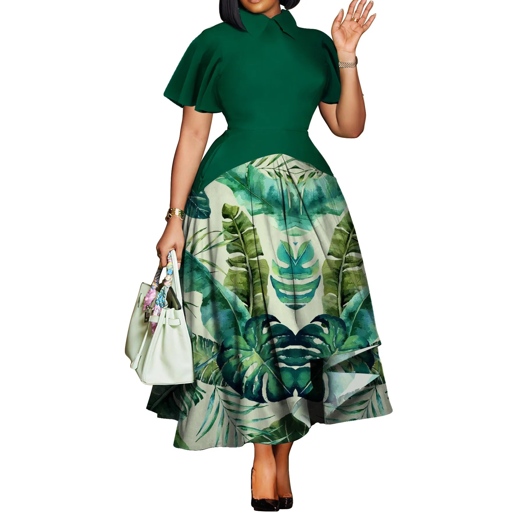 FZ Women's Plus Size Short Sleeve Street Style Maxi Dress