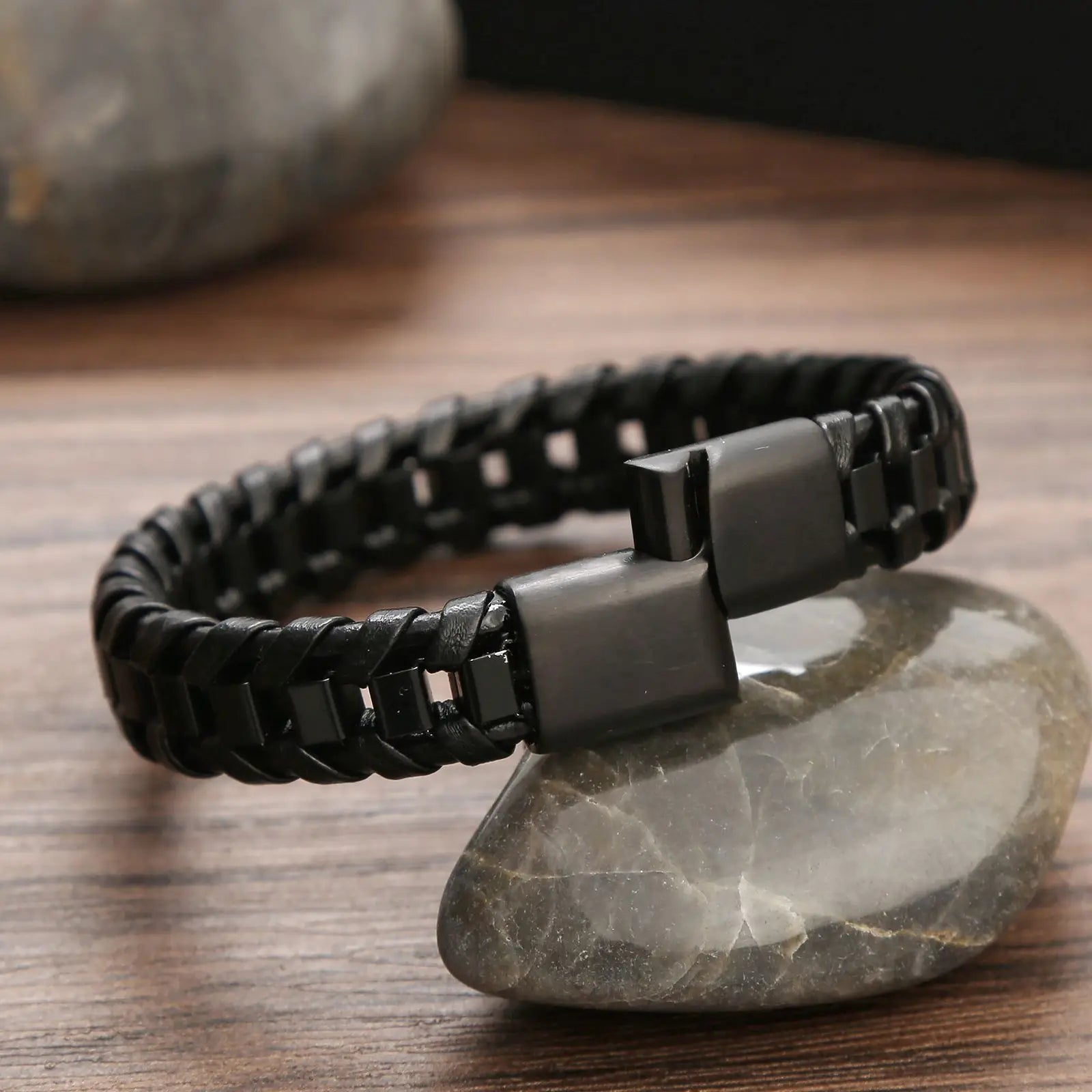 FZ Stainless Steel Genuine Leather Combination 3 Colors Bracelet - FZwear