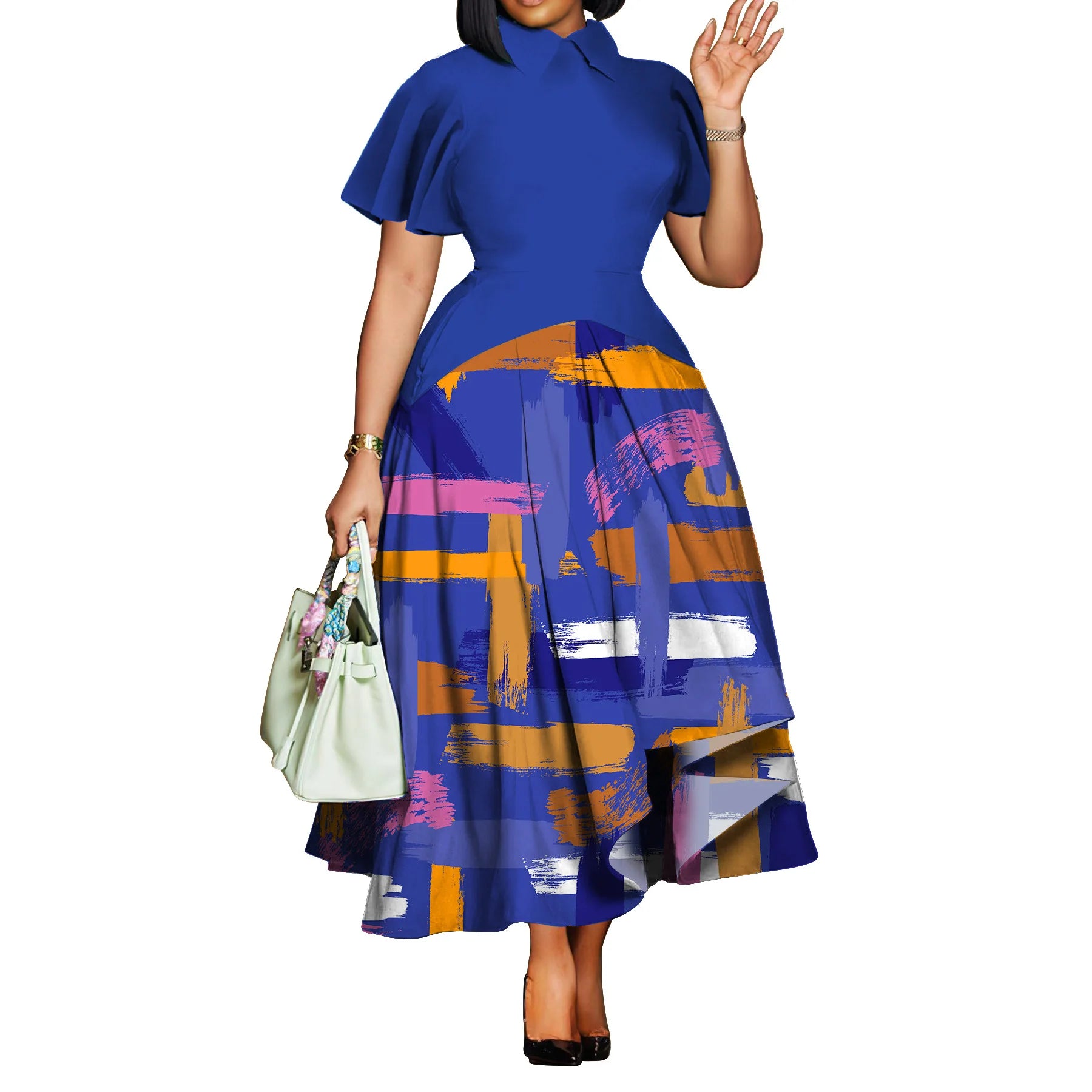 FZ Women's Plus Size Short Sleeve Street Style Maxi Dress