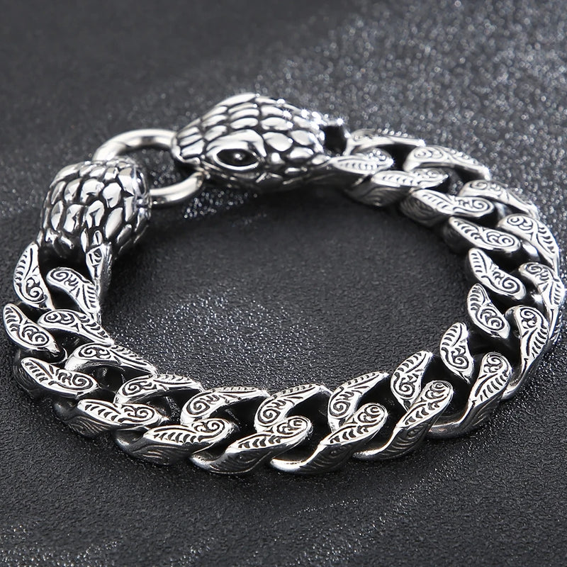 FZ Punk Double Snake Head Stainless Steel Bracelet - FZwear