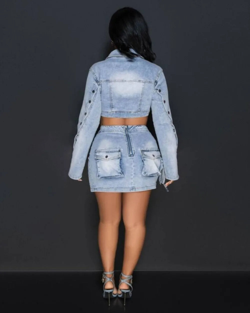 FZ Women's Denim Irregular Mini Slit Skirt Suit - FZwear