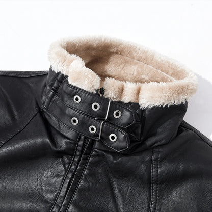 FZ Mens Fur Integrated Thickened Faux Leather Jacket