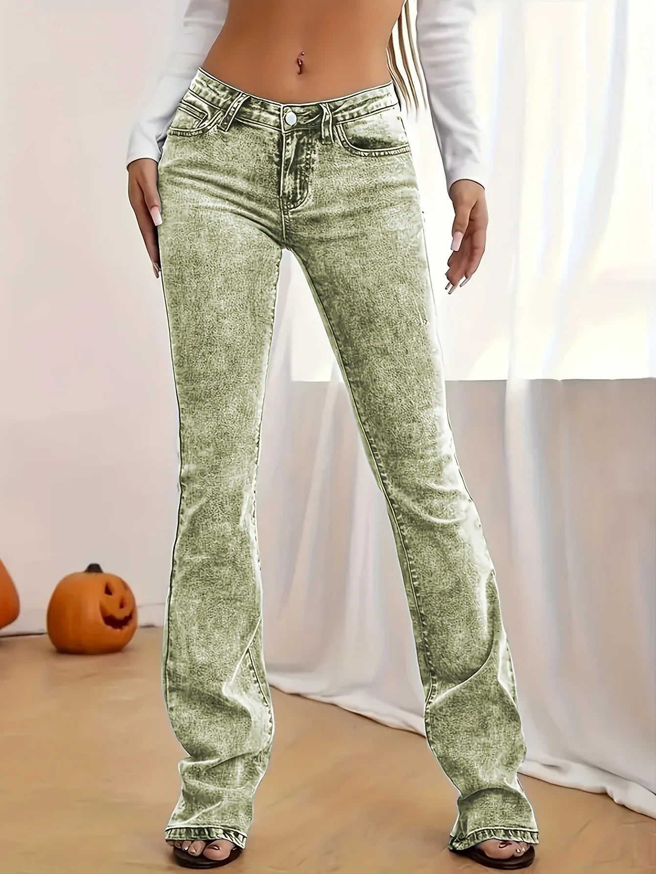 FZ Women's Stretch Low Rise Sexy Slim Flare Hip Lifting Denim Pants