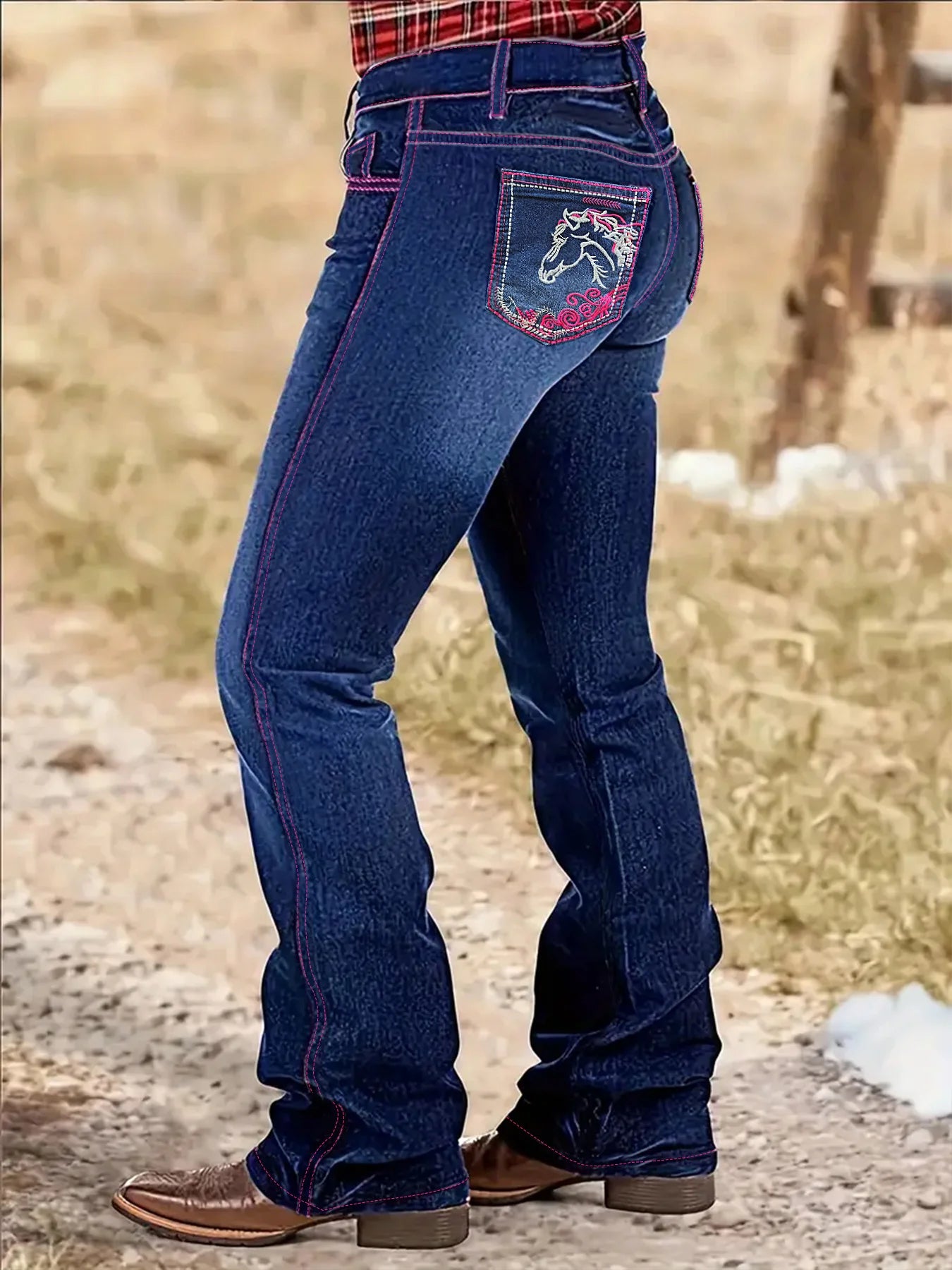FZ Women's Plus-Size High-Waist Figure-Hugging Denim Pants