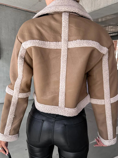 FZ Women's Patchwork Turn-Down Collar Jacket - FZwear