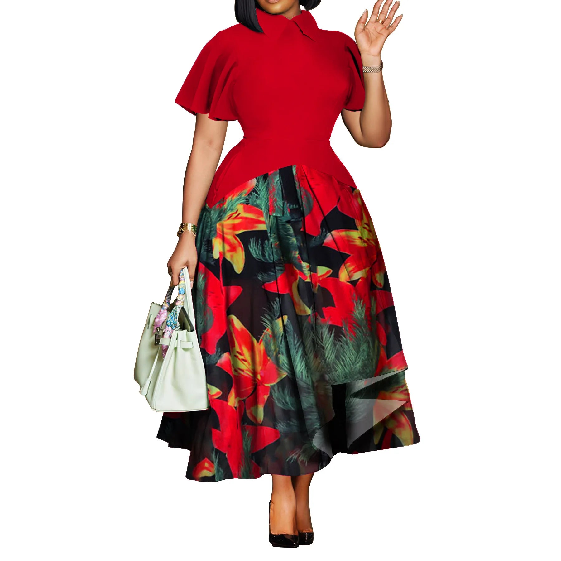FZ Women's Plus Size Short Sleeve Street Style Maxi Dress