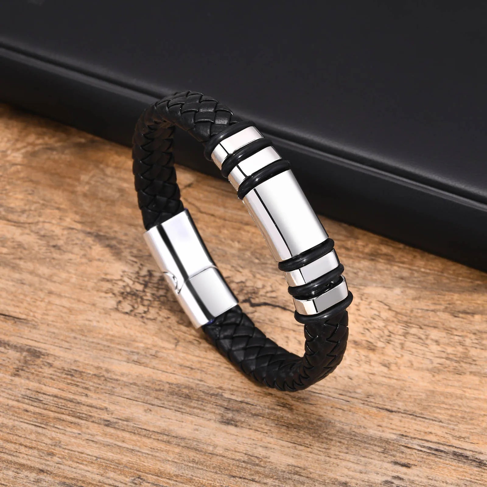 FZ Leather Black Braided Rope Chain Bracelet - FZwear