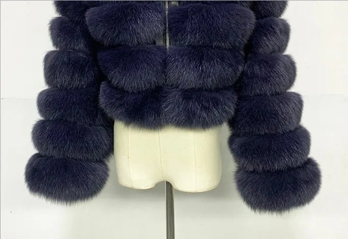 FZ Women's Faux Fur Thick Warm Hooded Open Stitch Short Coat Jacket
