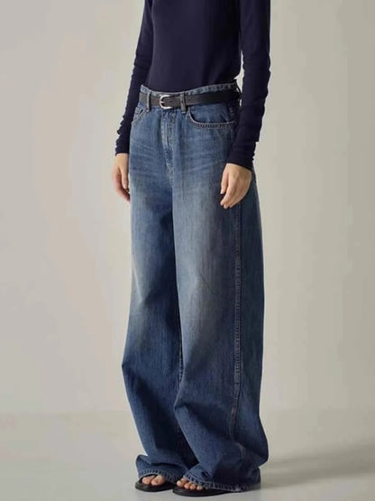 FZ Women's High-waisted Wide-leg  Y2k Denim Pants - FZwear