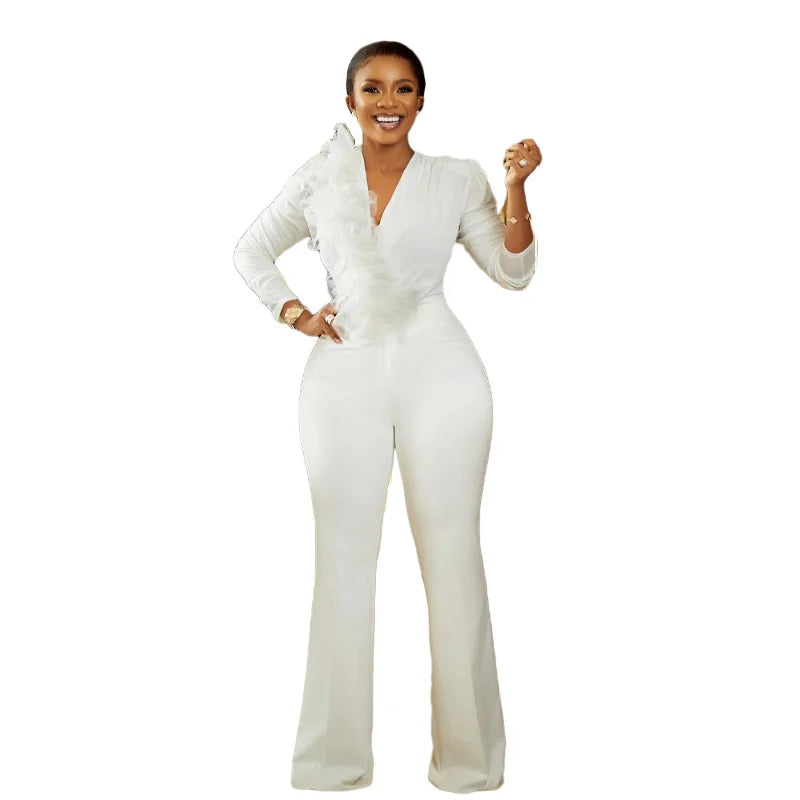 FZ Women's Elegant Solid Mesh Wide Leg Sexy Jumpsuit - FZwear
