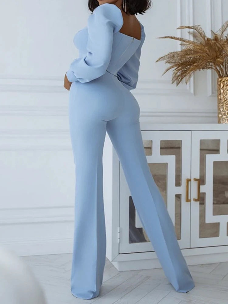 FZ Women's Matching Solid Color Two Pieces Pants Suit - FZwear