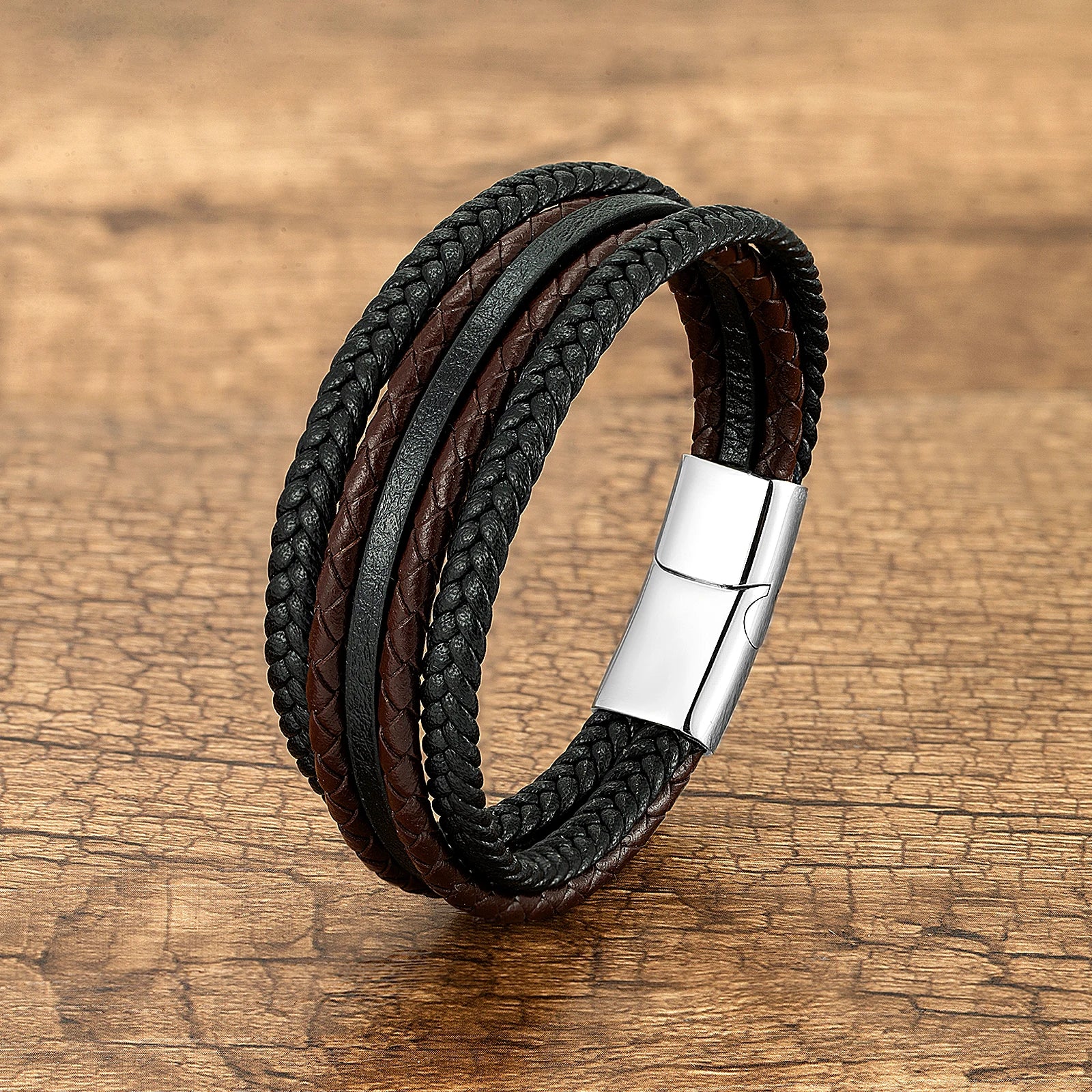 FZ Multilayer Hand-Woven Leather Wrap Vintage Style Bracelet