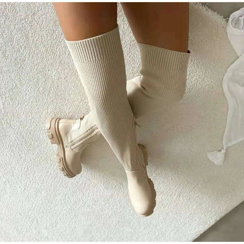 FZ Women's Breathable Knitting Sock Thigh High Boots