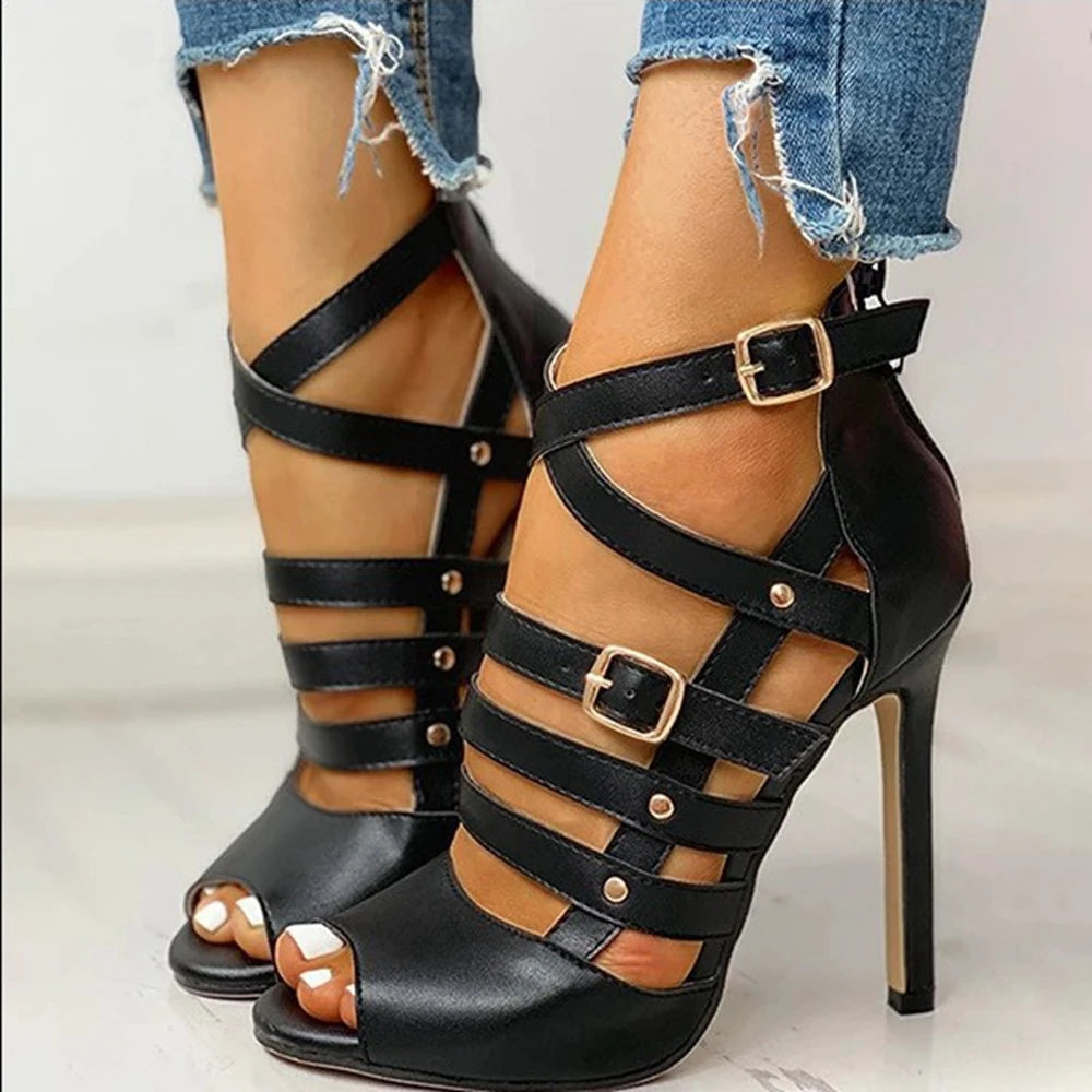 FZ Women's Gladiator High Heels Open Toe Stiletto Sandals Shoes