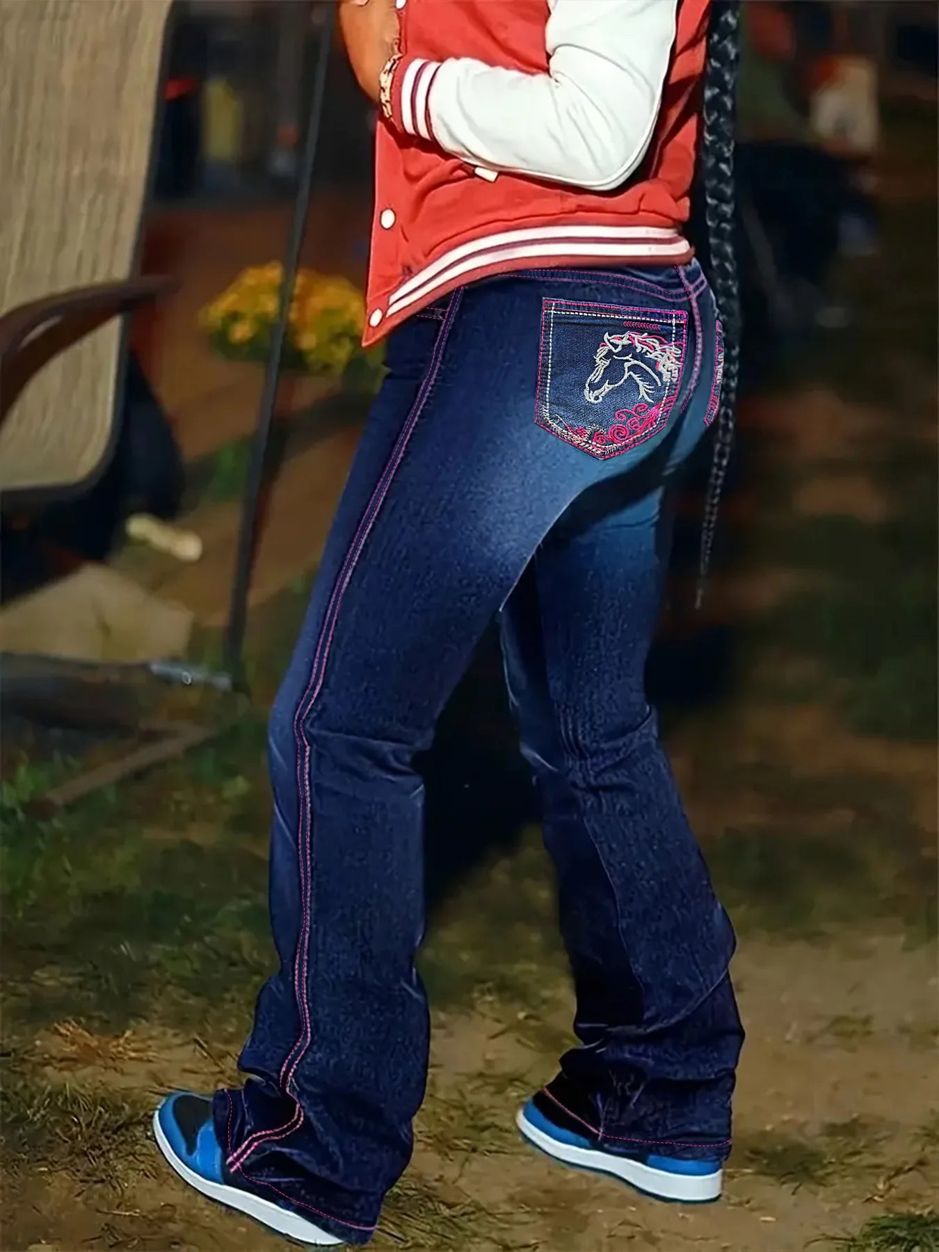 FZ Women's Plus-Size High-Waist Figure-Hugging Denim Pants