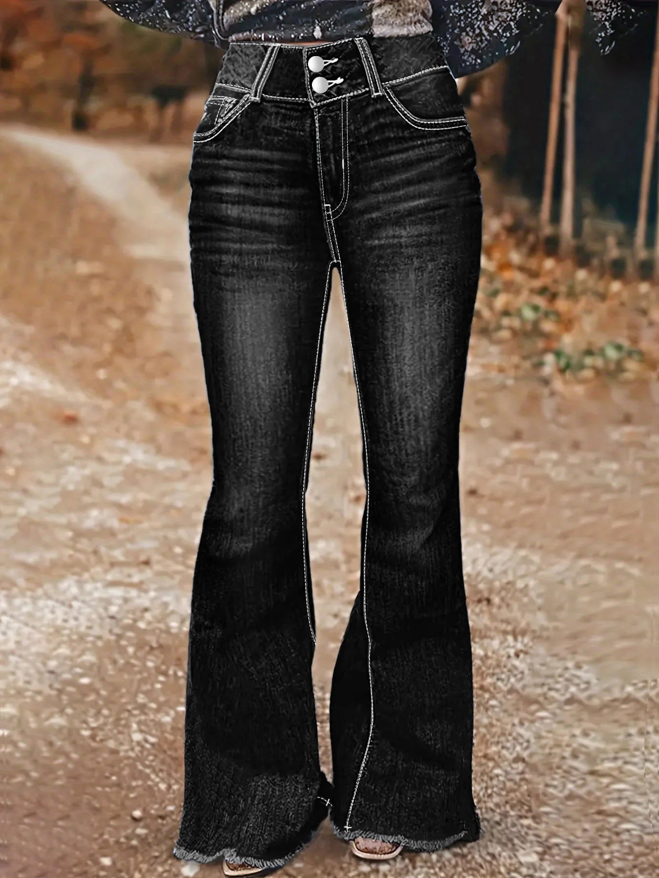 FZ Women's Plus Size Geometric Pattern Embroidered Retro Style Denim Pants