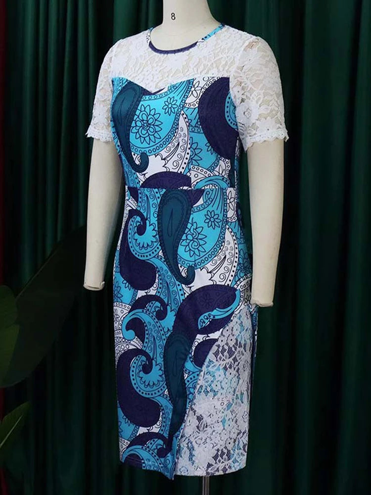 FZ Women's Large Mesh Patchwork Tight Curvy Dress