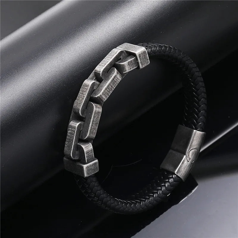 FZ Stainless Steel Vintage Dark Metal Wide Chain Link Bracelet - FZwear