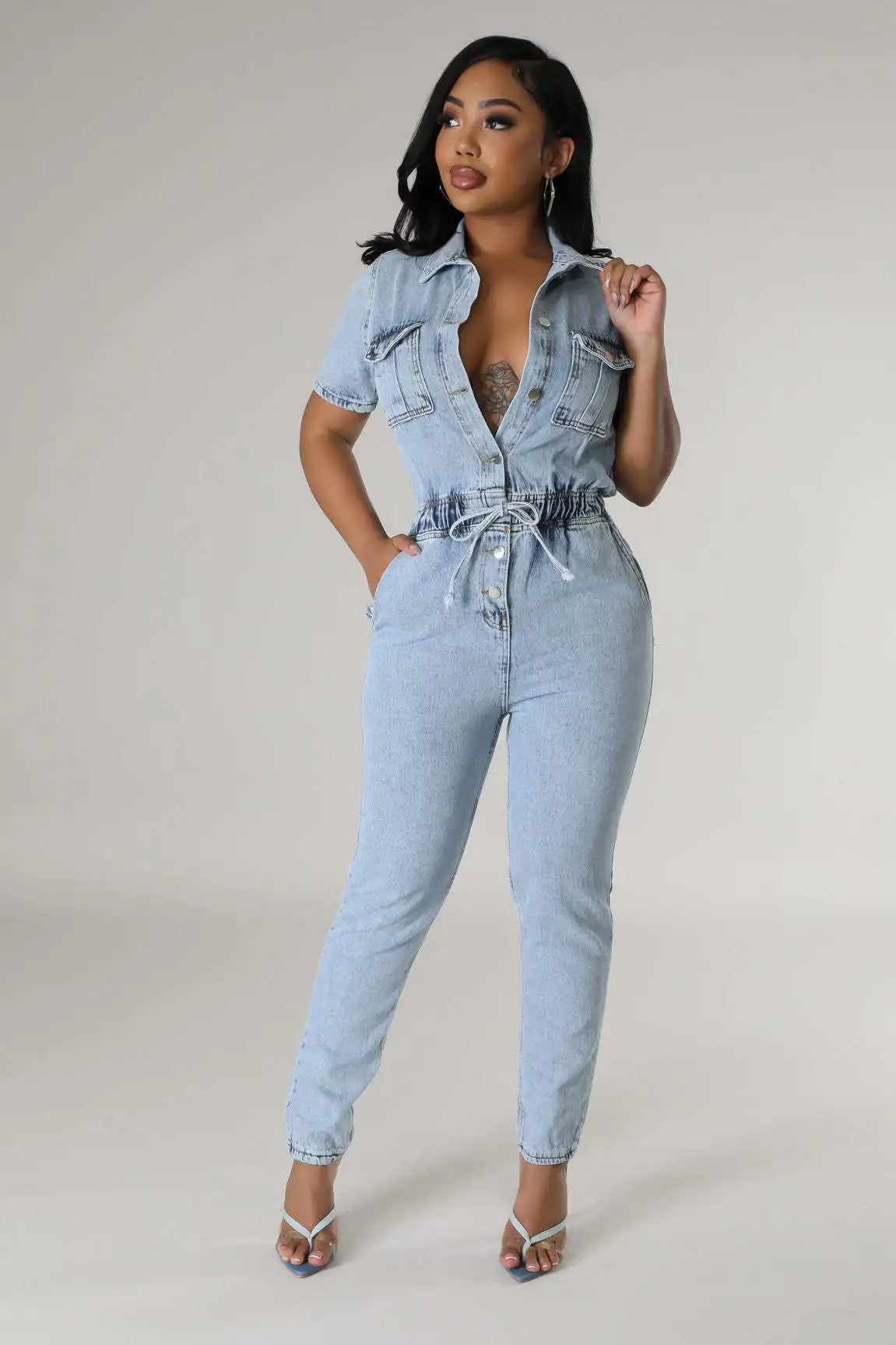 FZ Women's Spring Style Slim Pencil Denim Jumpsuit