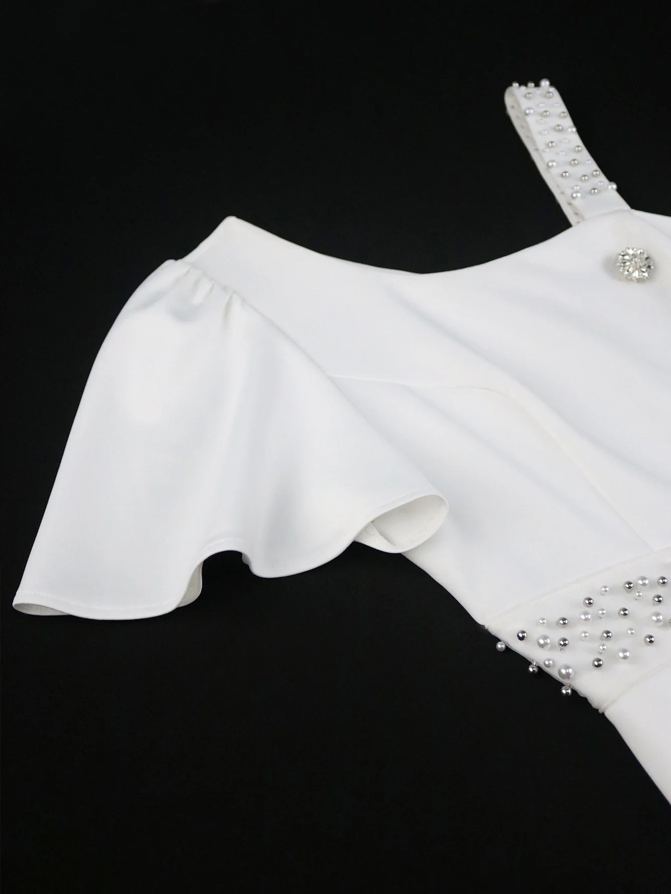 FZ Women's One Shoulder Asymmetric Ruffle Rhinestone Accents Vintage Maxi Dress