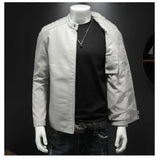 FZ Men's Standing Collar Faux Leather Slim Fit Jacket - FZwear