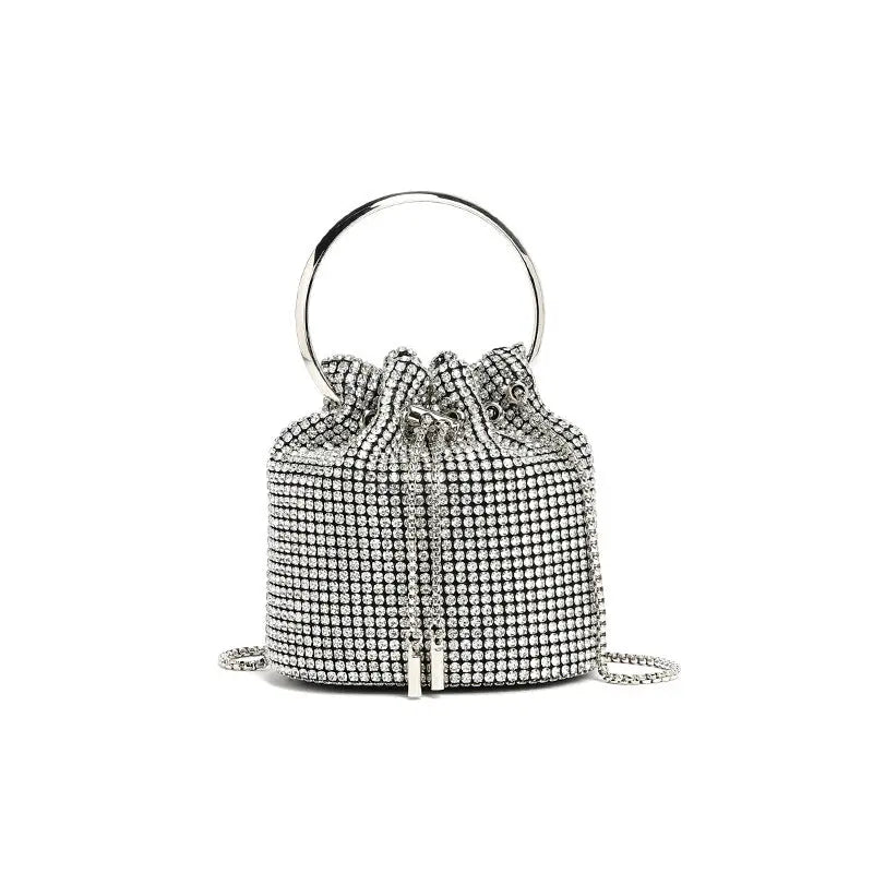 Stylish Bag Women Handmade Diamond Chain Shoulder Bag Mini Bucket Hand Carrying Messenger Bag SparkLuxe