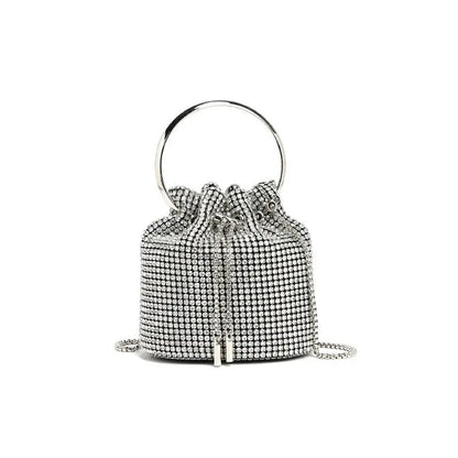 Stylish Bag Women Handmade Diamond Chain Shoulder Bag Mini Bucket Hand Carrying Messenger Bag SparkLuxe