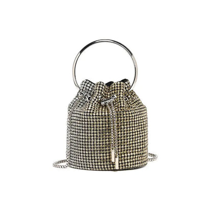 Stylish Bag Women Handmade Diamond Chain Shoulder Bag Mini Bucket Hand Carrying Messenger Bag SparkLuxe