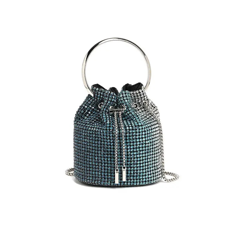 Stylish Bag Women Handmade Diamond Chain Shoulder Bag Mini Bucket Hand Carrying Messenger Bag SparkLuxe