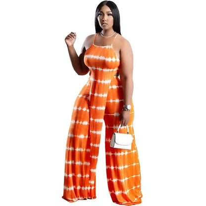 FZ Women's Tie Dye Print Asymmetrical Wide Leg Pants Suit