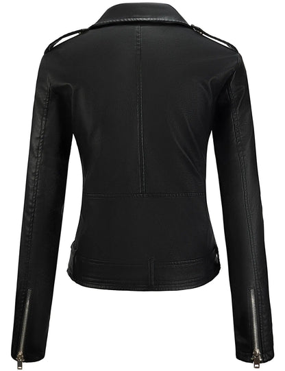 URBEST Women's Faux Leather Jacket Black Motorcycle Moto Biker Short Coat… FZwear