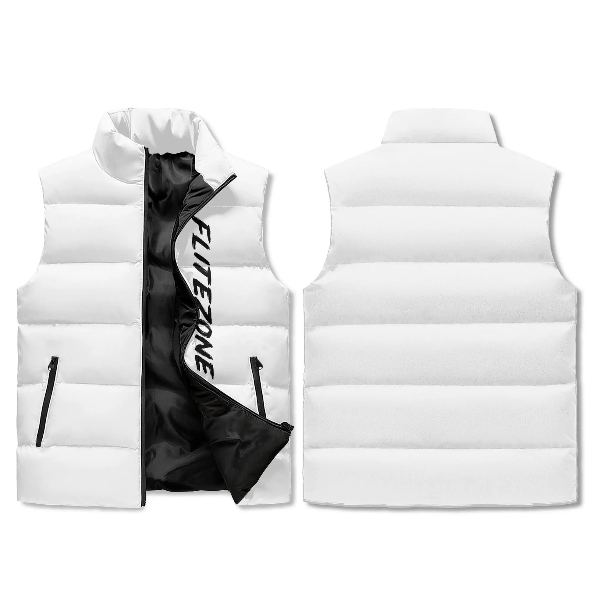 Unisex Lightweight All Over Printing Stand Collar Zip Up Puffer Vest popcustoms